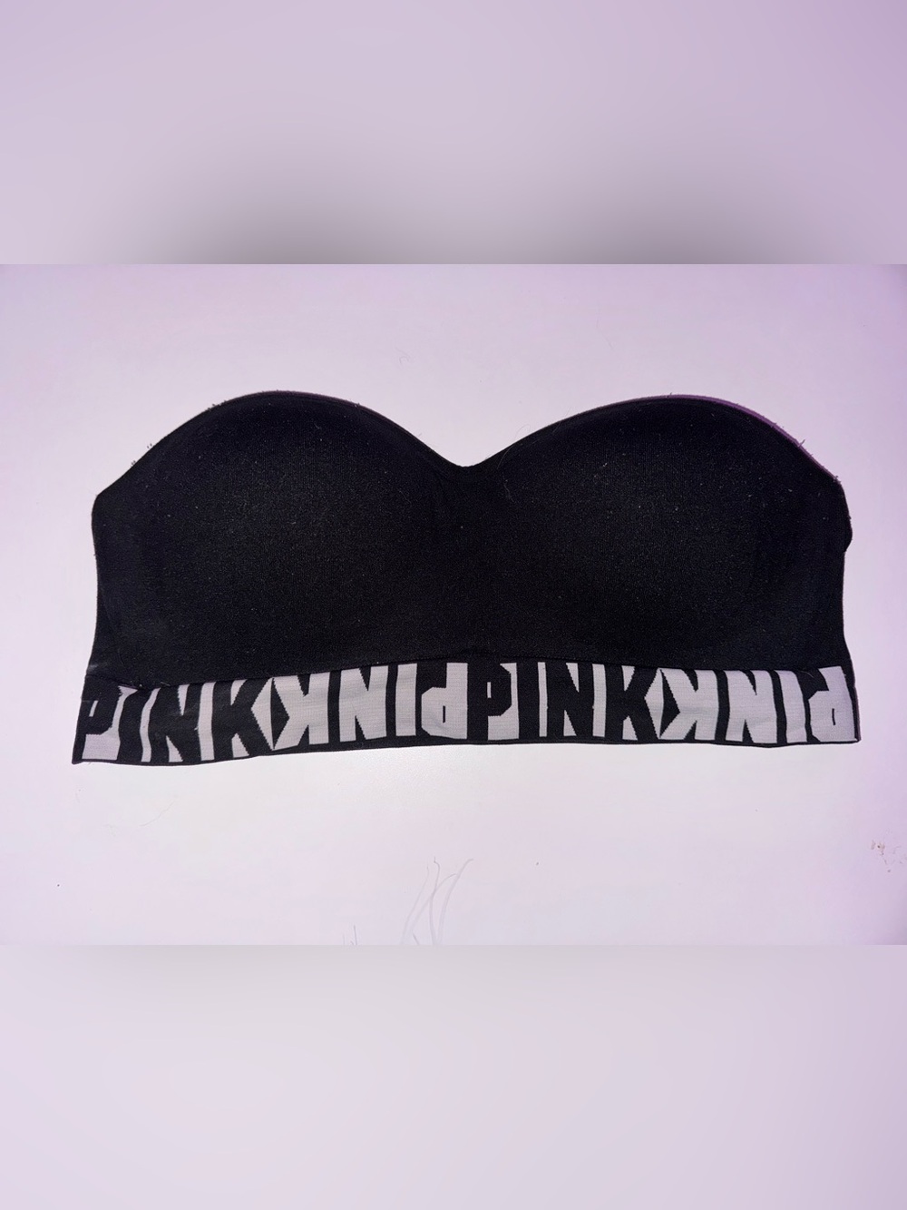 PINK Victoria's Secret Black Strapless Bandeau with Logo Band